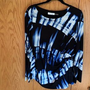 Calvin Klein long sleeve knit top, blue, size XL